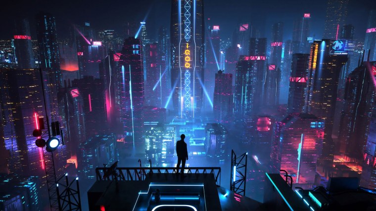 Cyberpunk Art City неон
