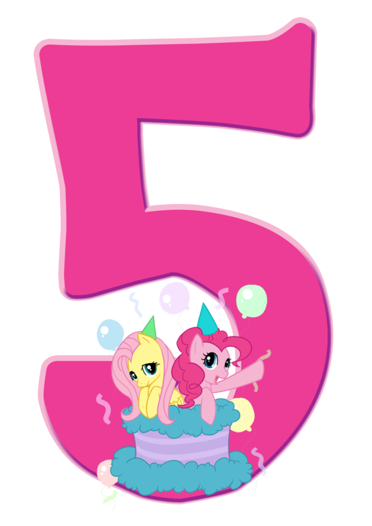 Цифра 5 с единорожкой