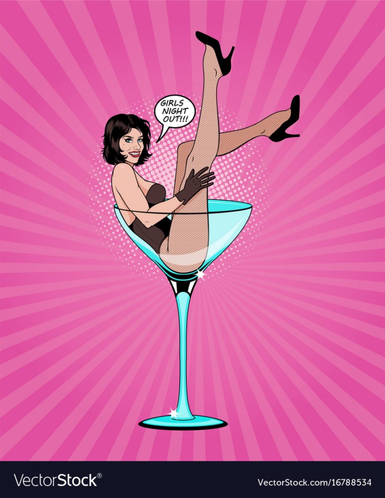 Девушка в бокале мартини арт