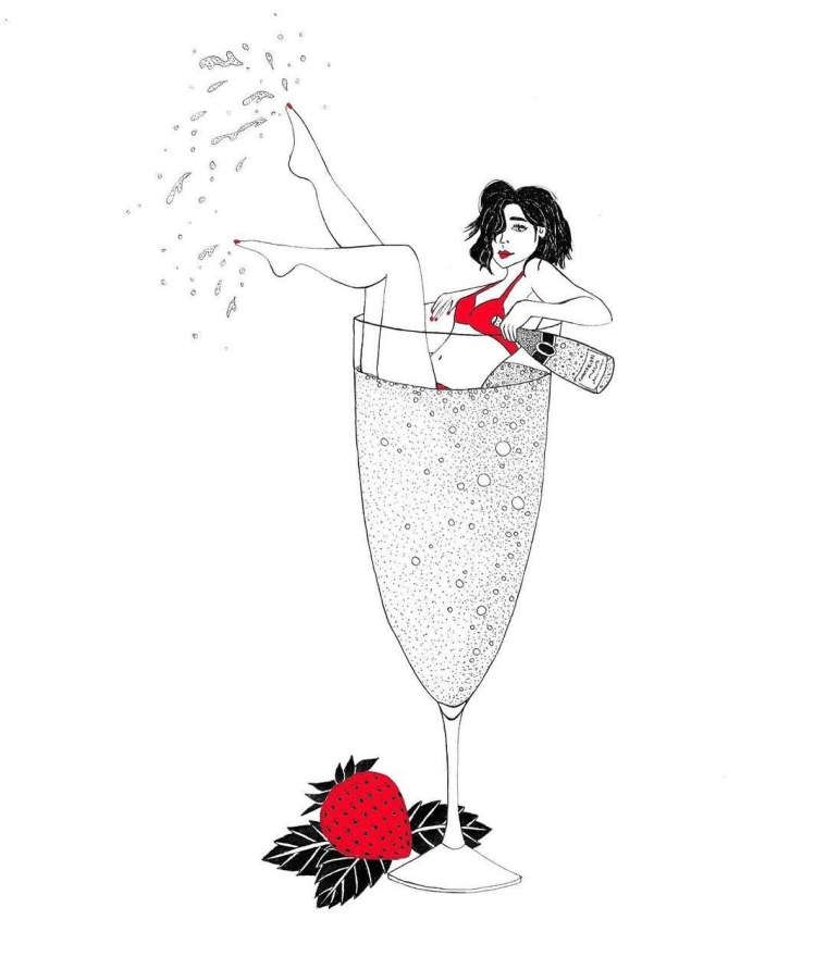 Девушка в бокале рисунок