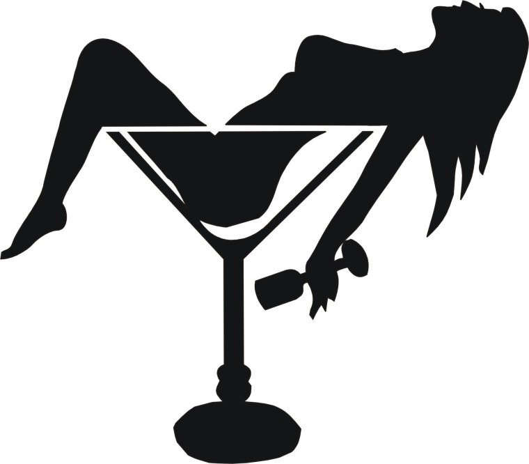 Силуэт девушки с бокалом