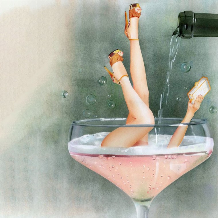 Пин ап девушка в бокале