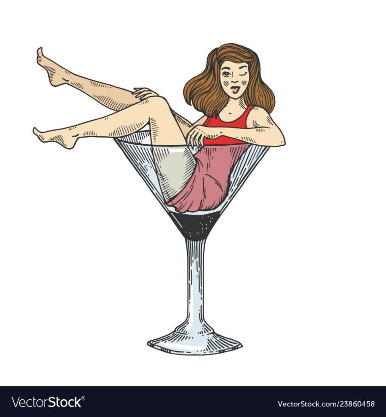Пин ап девушка в бокале