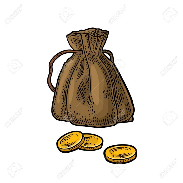 Мешочек с монетами вектор