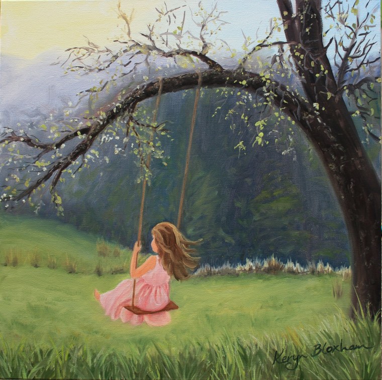 Девочка на качелях живопись