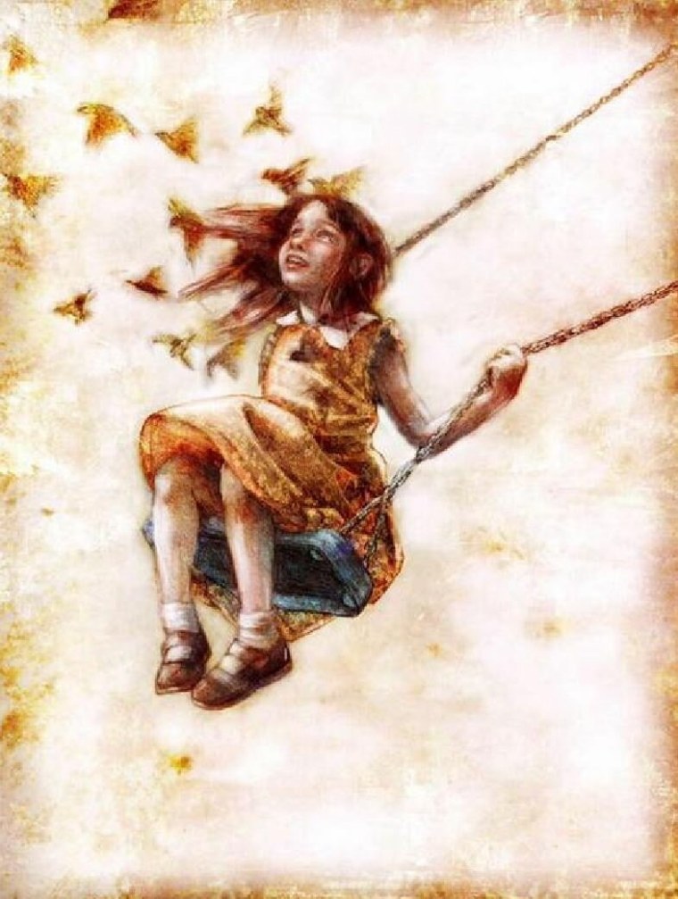 Картина девочка на качелях