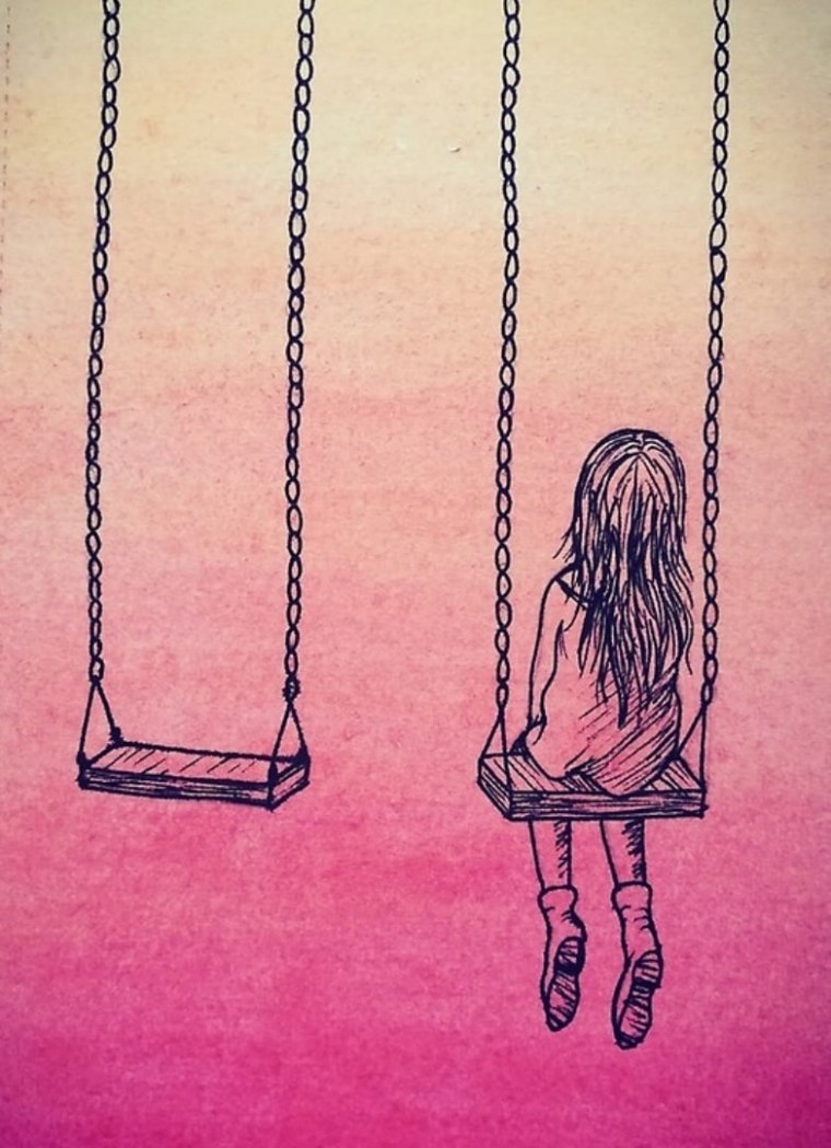 Рисуем девушку на качелях