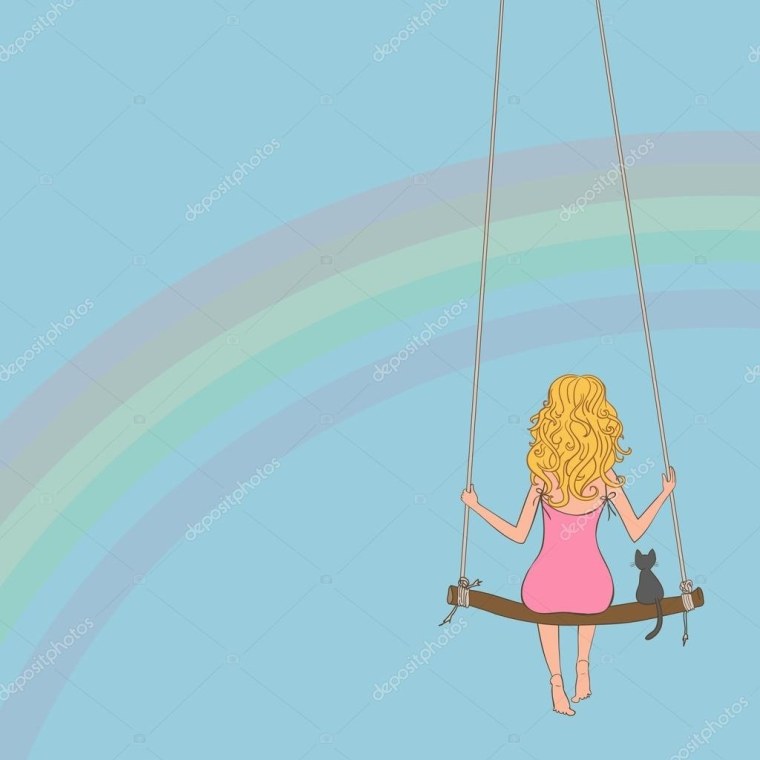 Рисунок счастливого человека на качелях