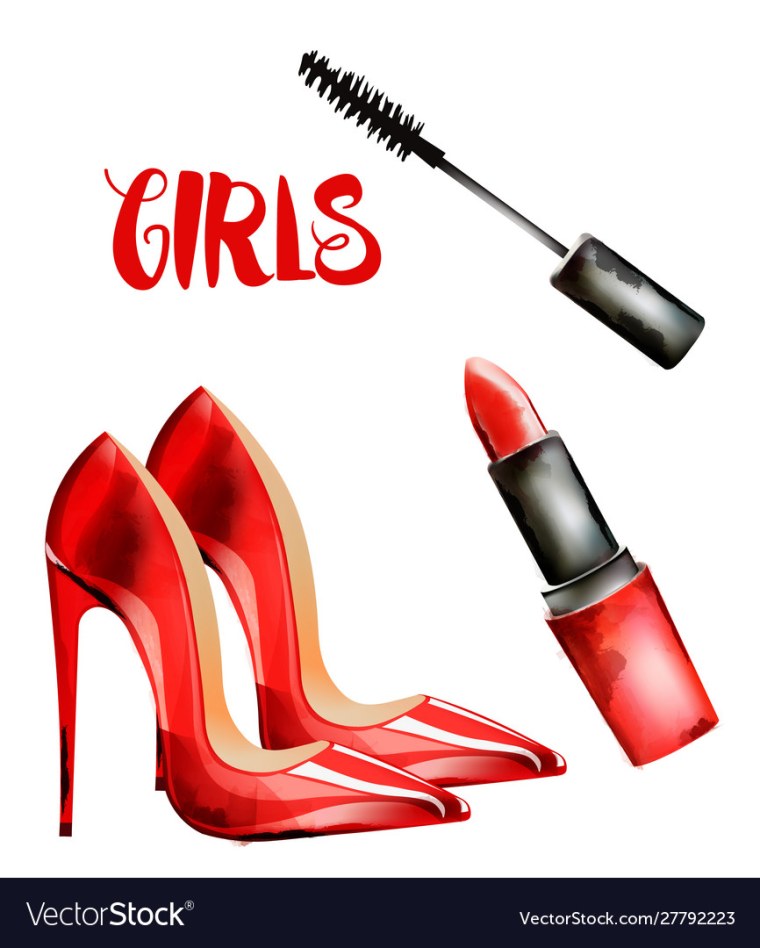 Туфли женские с помадой вектор