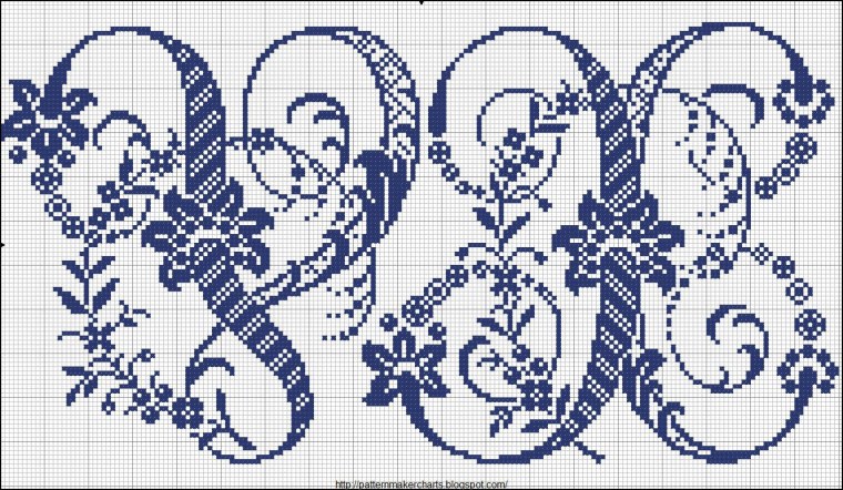 Красивая вышивка с вензелями