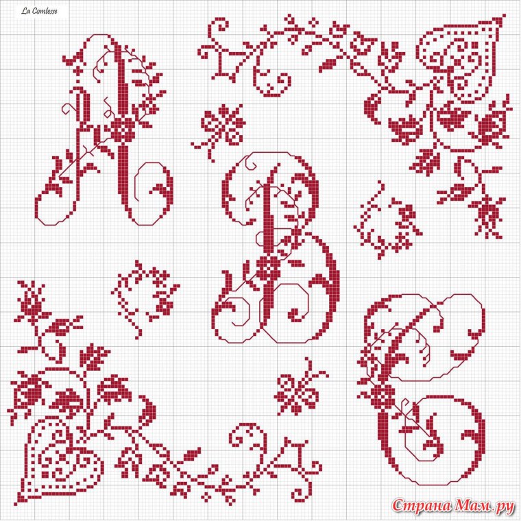 Вышивка крестом Монограммы русский алфавит схемы