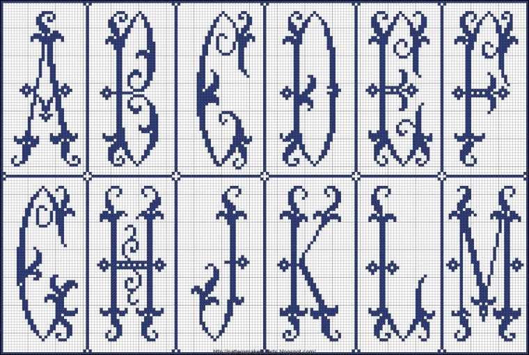 Вышивка крестом алфавит монохром