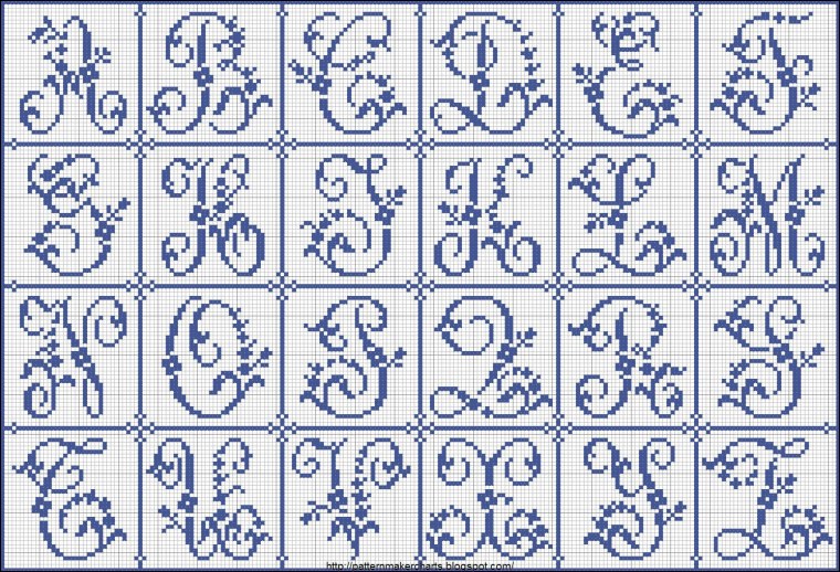 Схемы вышивки крестом алфавит для монограмм