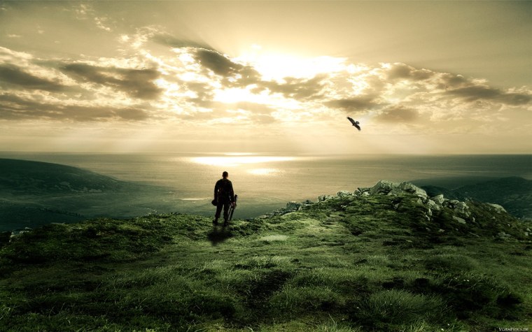 Одинокий человек на природе