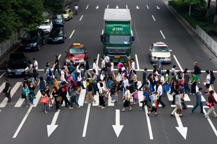 People Crossing way Top view