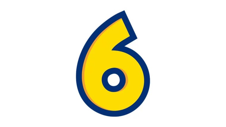 Цифра 6 синяя с желтым