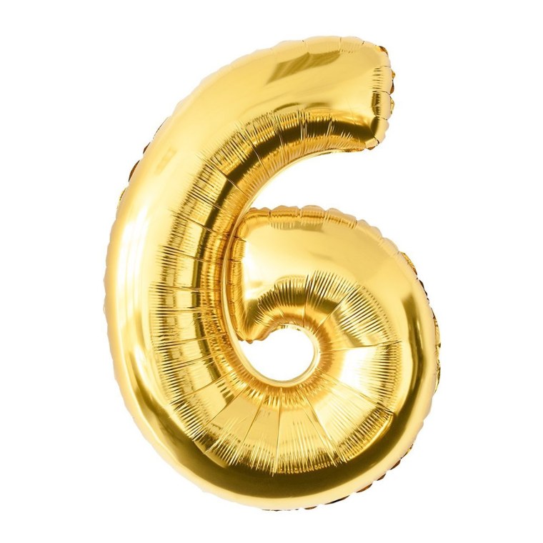 Фольгированная цифра 6 Золотая