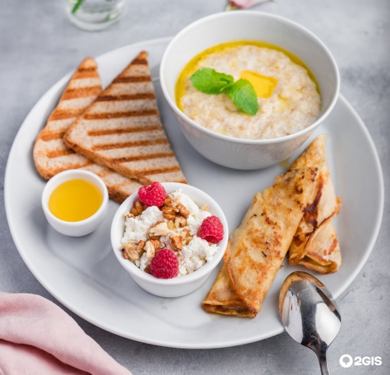 Каша с блинами на завтрак