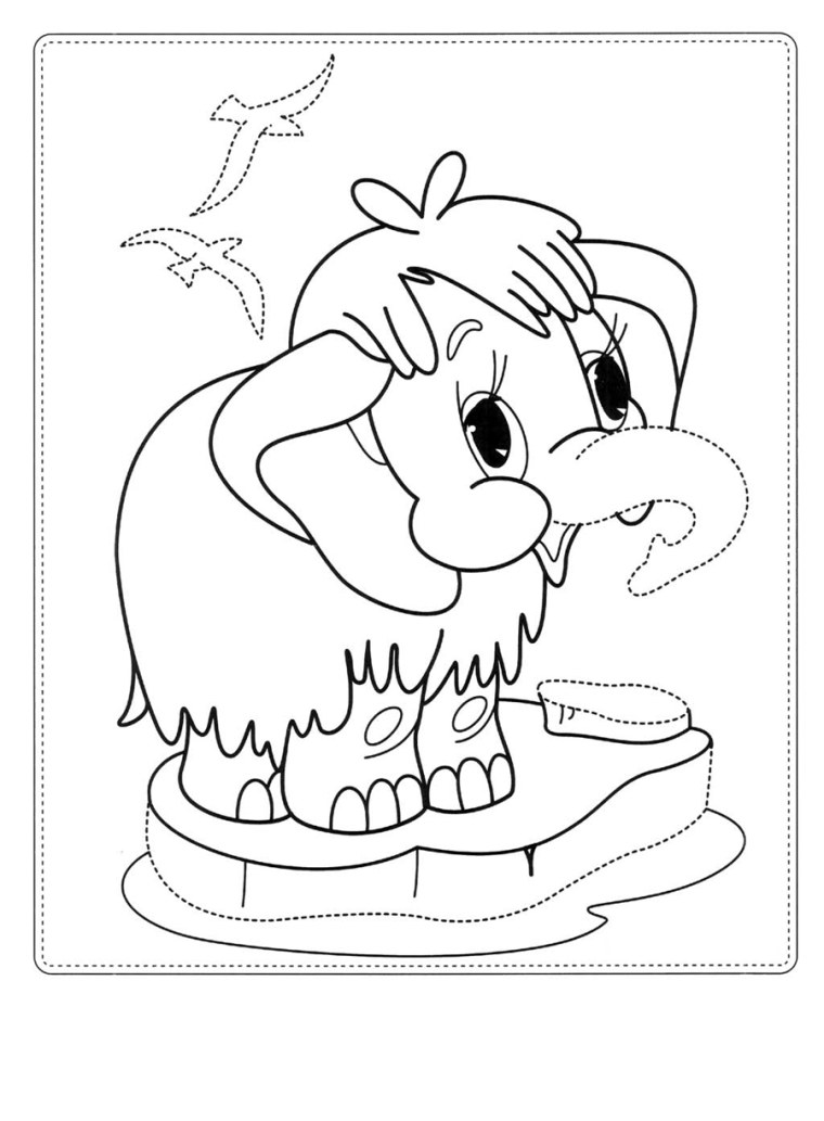 Мама для мамонтёнка раскраска