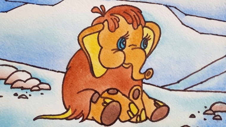 Рисунок мамонтенка на льдине