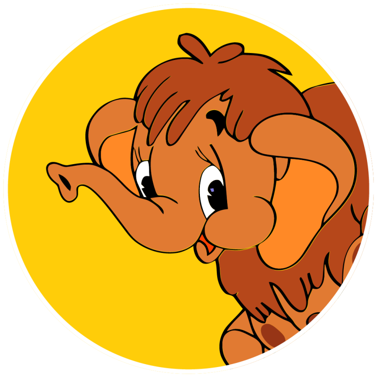 Мамонтенок на белом фоне