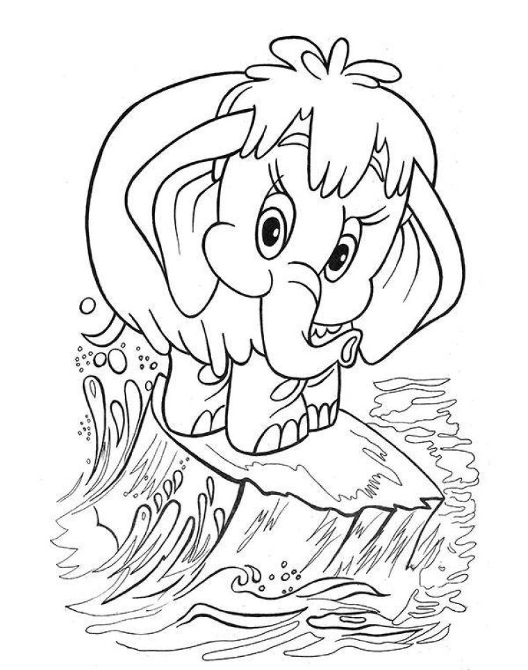 Мама для мамонтенка. Раскраска