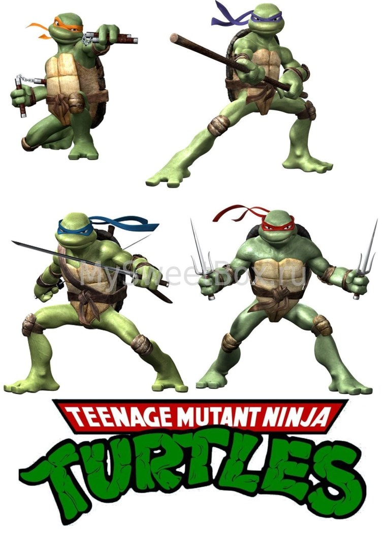 Черепашки ниндзя на сахарной бумаге