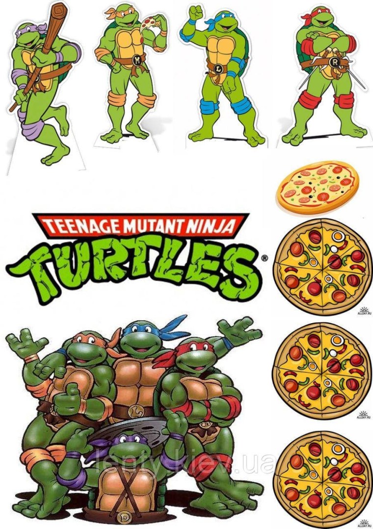 Черепашки ниндзя топперы для торта