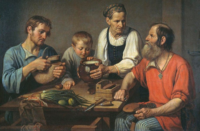 Солнцев ф. г. Крестьянское семейство перед обедом 1824г
