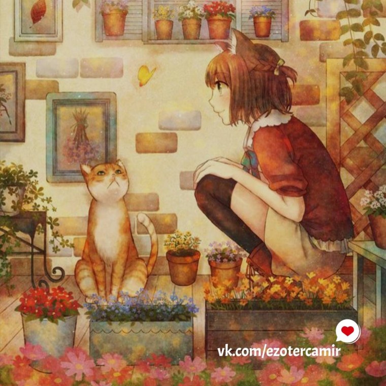 Девочка с рыжим котом