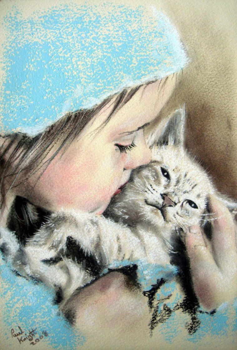 Девочка с котятами