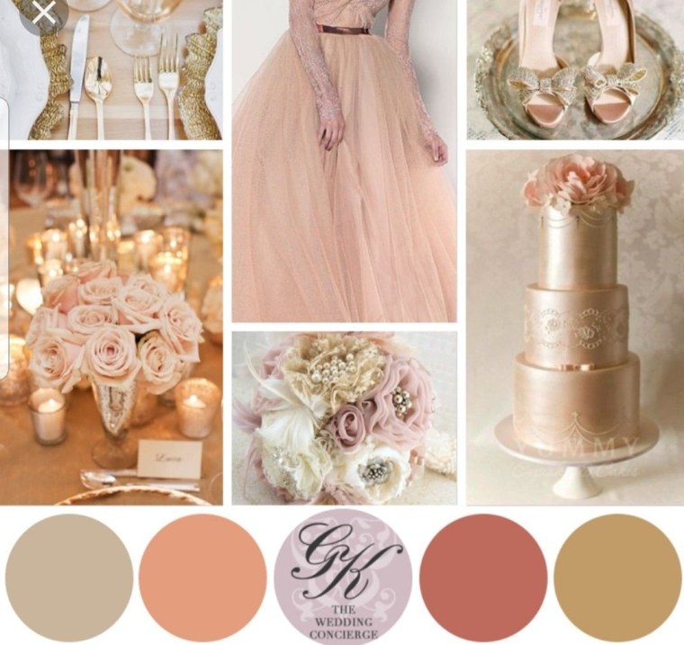 Пудровый цвет с золотом