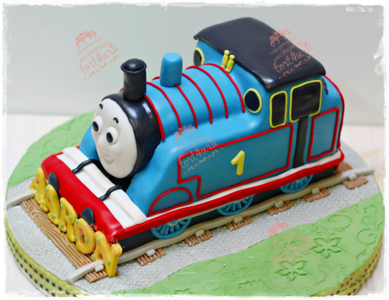 Торт паровозик Томас кремовый