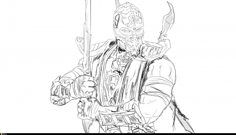 Раскраска мортал комбат Скорпион