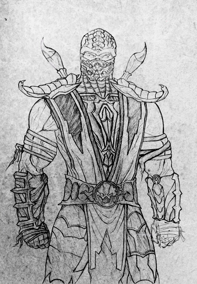 Раскраски мортал комбат 11 Скорпион