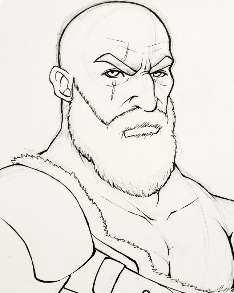 Раскраска Кратос из God of War