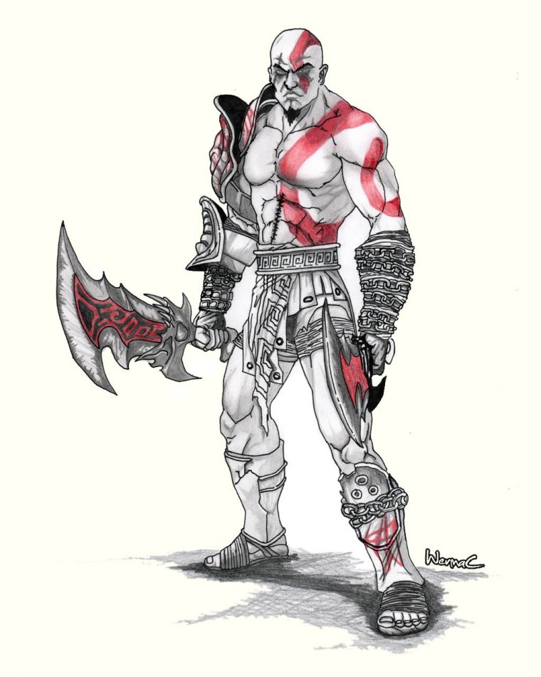 Кратос God of War раскраска