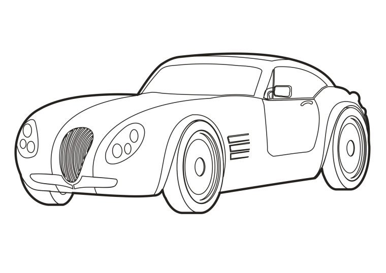 Нарисованная машинка черно белая