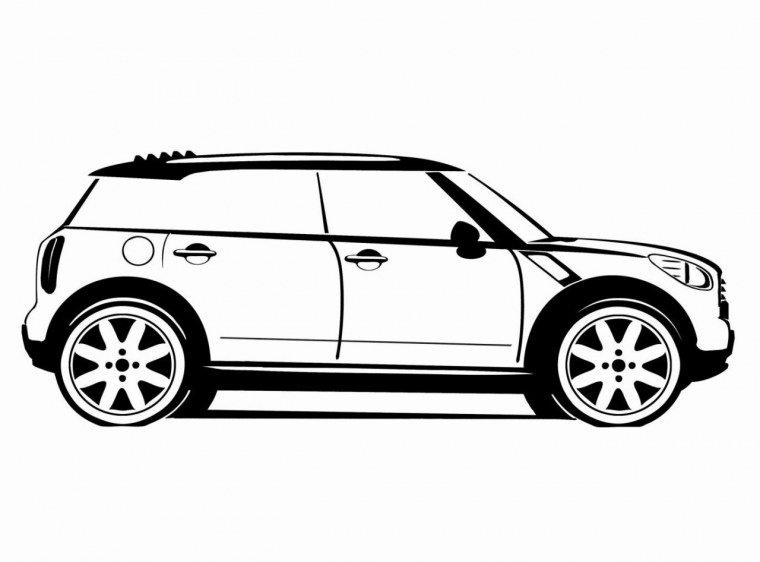 Mini Cooper сбоку чб