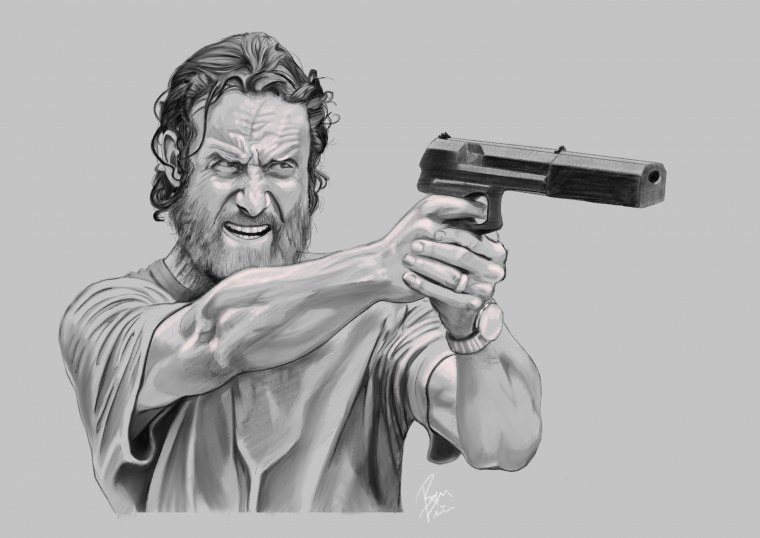 Ходячие мертвецы Рик Граймс с револьвером