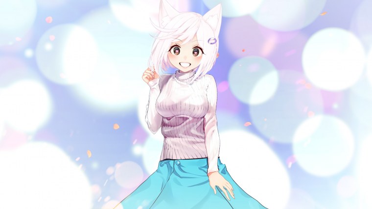 Тян на голубом фоне