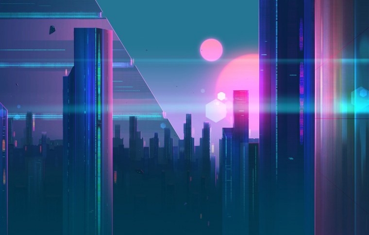 Неон футуризм город