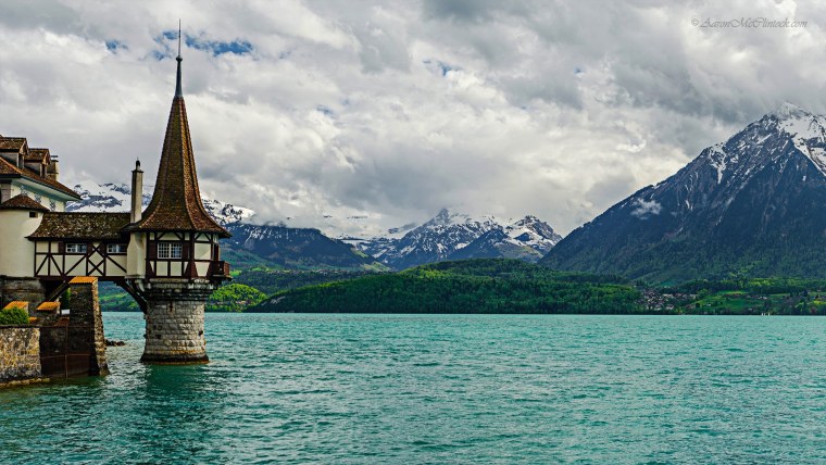 Швейцария Женевское озеро осень HD горы