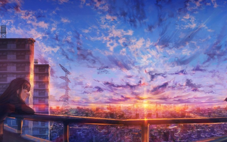 Аниме пейзаж город