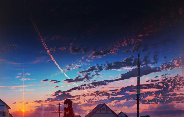 Красивый закат аниме