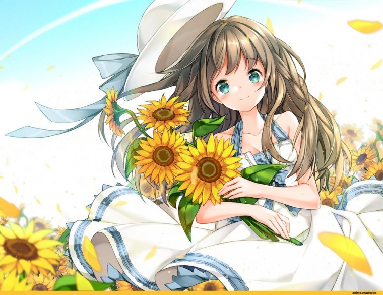 Аниме девушка природа