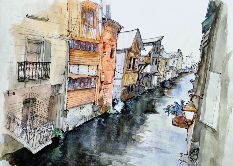 Рисунки мечети акварелью