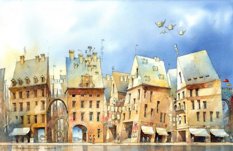 Акварельный фон город