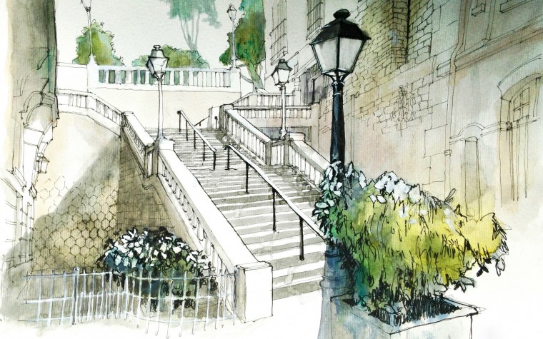 Фотообои в стиле уличного кафе