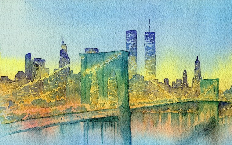 Прага Карлов мост акварель